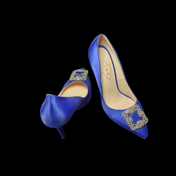 NWOT EKS Royal Satin Pumps W/Rhinestone Embellishments On Toe. - Picture 16 of 16